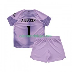 Camisola Liverpool Alisson Becker 1 Guarda-redes Criança Equipamento Primeiro 2022-2023 Manga Curta